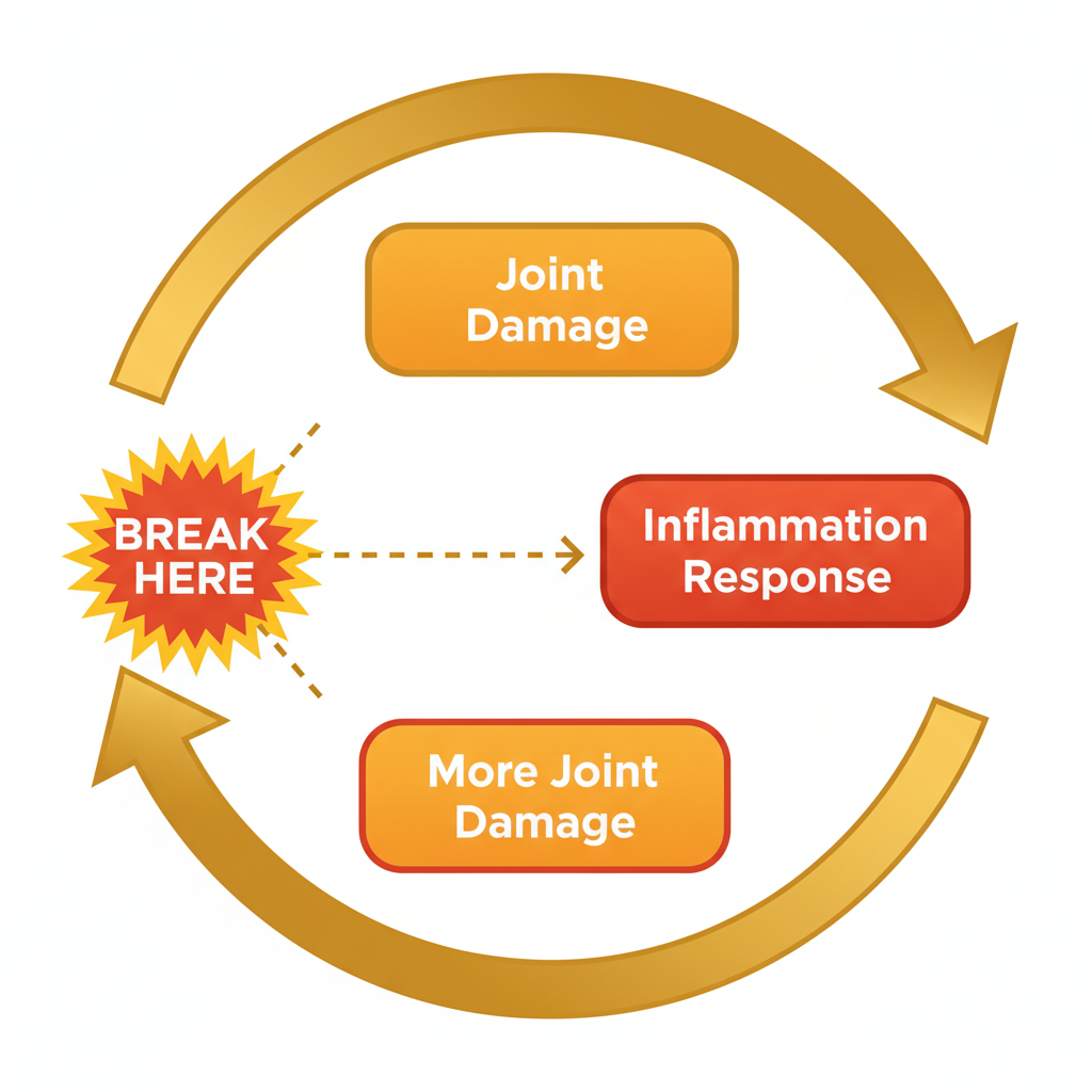 The Inflammation Cycle diagram showing how joint damage and inflammation feed each other