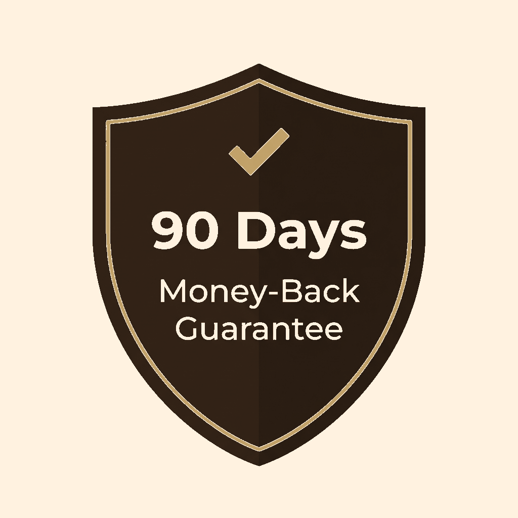 90 Day Money Back Guarantee shield badge
