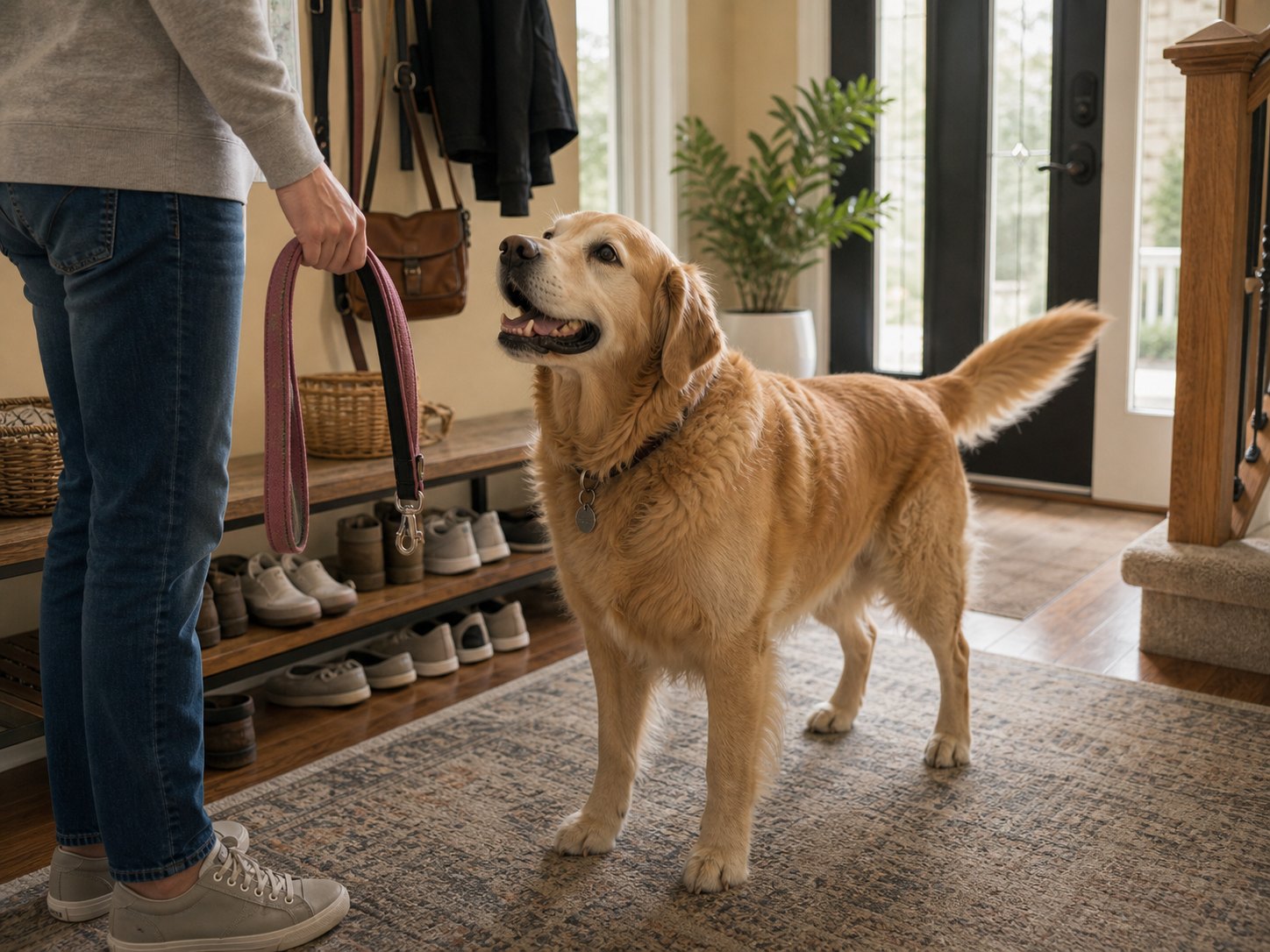 Dog excited at the sight of its leash